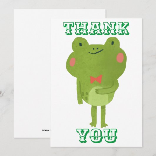 Waterverf kikker met een rood boog stropdas bedankkaart (Voorkant / Achterkant)