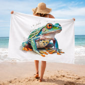 Waterverf kikker met juweeltint badhanddoek