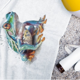 Waterverf kikker met juweeltint badhanddoek
