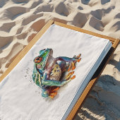 Waterverf kikker met juweeltint badhanddoek