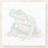 Waterverf kikker met juweeltint glazen onderzetter (Achterkant)