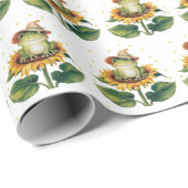 Waterverf kikker op een zonnebloem cadeaupapier (Rol Hoek)