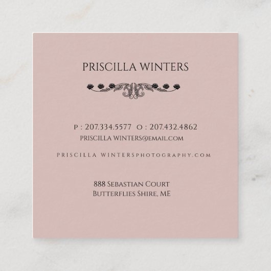 Waterverf Kikker Paraplu Bloemen Vierkante Visitekaartje (Achterkant)