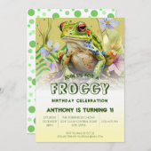 Waterverf Kikker Verjaardagsfeestje Kaart (Voorkant / Achterkant)