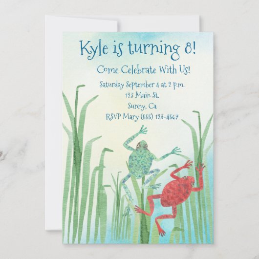 Waterverf Kikkerdag uitnodiging (Voorkant)