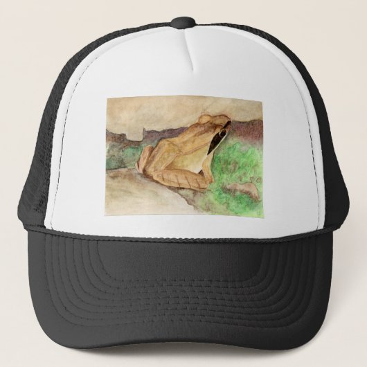 Waterverf kikkerhout trucker pet (Voorkant)