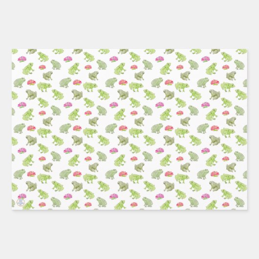 Waterverf kikkers Schattigee grillige Natuur kunst Inpakpapier Vel (Voorkant 3)