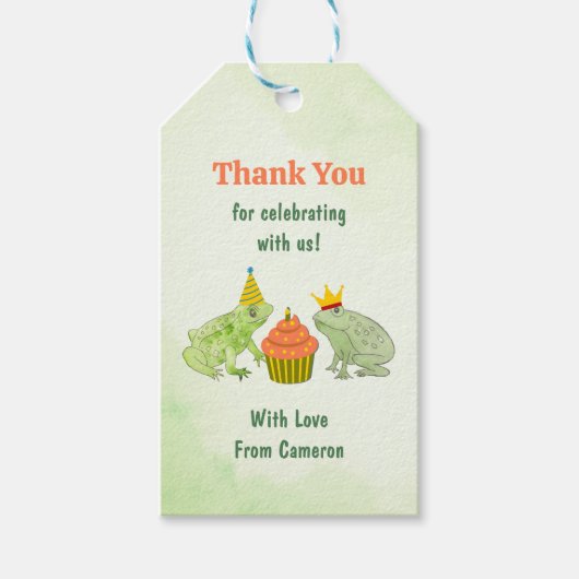 Waterverf kikkervijver verjaardagsfeest Schattige  Cadeaulabel (Voorkant)