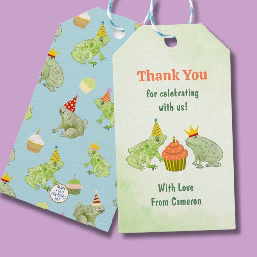 Waterverf kikkervijver verjaardagsfeest Schattige Cadeaulabel