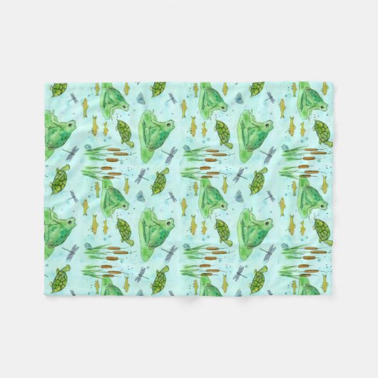 Waterverf kikkervisvis fleece deken (Voorkant (Horizontaal))