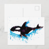 Waterverf Killer Whale Briefkaart (Voorkant / Achterkant)