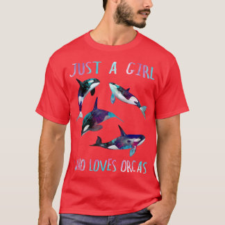 Waterverf Killer Whales Ocean Just a Girl die er v T-shirt