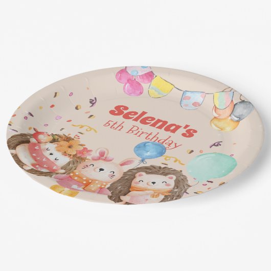 Waterverf kind bosdieren papieren bordje (Gekanteld)