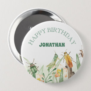 Waterverf Kind Insect Verjaardag Ronde Button 4,0 Cm
