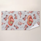 Waterverf Kind Rode Brandweerman Schattige ontwerp Badhanddoek (Badhanddoek)