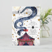 Waterverf Kinder Circus Verjaardag Kaart (Staand voorkant)