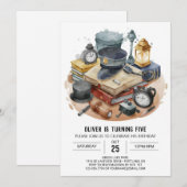 Waterverf Kinder detective Verjaardag Kaart (Voorkant / Achterkant)