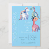 Waterverf Kinder dinosaurus wordt twee jaar Kaart (Voorkant)