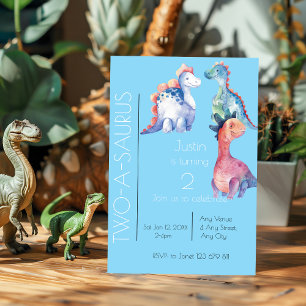 Waterverf Kinder dinosaurus wordt twee jaar Kaart