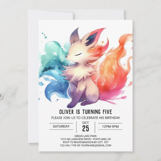 Waterverf Kinder Fox Verjaardag Kaart (Voorkant)