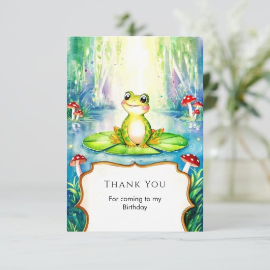 Waterverf Kinder kikker Verjaardag Bedankkaart (Staand voorkant)