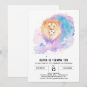 Waterverf Kinder Leeuw Verjaardag Kaart (Voorkant / Achterkant)