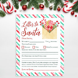Waterverf Kinder Letter to Santa Paper Sheet