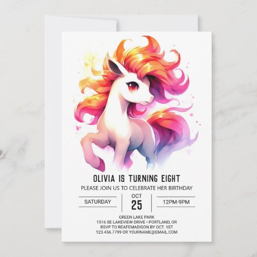 Waterverf Kinder paardenverjaardag Kaart (Voorkant)