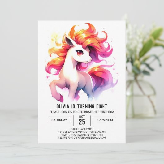 Waterverf Kinder paardenverjaardag Kaart (Staand voorkant)