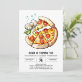 Waterverf Kinder Pizza Verjaardag Kaart (Staand voorkant)