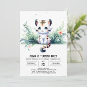 Waterverf Kinder tijgerverjaardag Kaart (Staand voorkant)