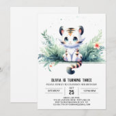 Waterverf Kinder tijgerverjaardag Kaart (Voorkant / Achterkant)