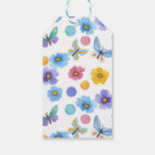Waterverf kinder vlinderbloempatroon cadeaulabel (Achterkant)