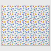 Waterverf kinder vlinderbloempatroon cadeaupapier (Vlak)