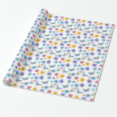 Waterverf kinder vlinderbloempatroon cadeaupapier (Uitgerold)
