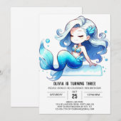 Waterverf Kinder zeemeerminverjaardag Kaart (Voorkant / Achterkant)