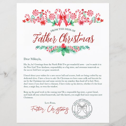 Waterverf kinderbrief van de kerstman (Voorkant)