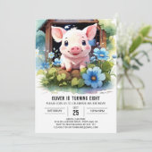 Waterverf Kinderen biggetje Barnyard Verjaardag Kaart (Staand voorkant)