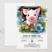 Waterverf Kinderen biggetje Barnyard Verjaardag Kaart (Voorkant / Achterkant)