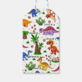 Waterverf Kinderen Birthday Dinosaur Hartelijk dan Cadeaulabel (Voorkant)