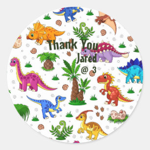 Waterverf Kinderen Birthday Dinosaur Hartelijk dan Ronde Sticker