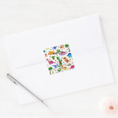 Waterverf Kinderen Birthday Dinosaur Hartelijk dan Vierkante Sticker (Envelop)