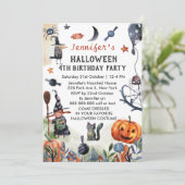 Waterverf kinderen Birthday Halloween Kaart (Staand voorkant)