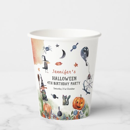 Waterverf kinderen Birthday Halloween Papieren Bekers (Voorkant)
