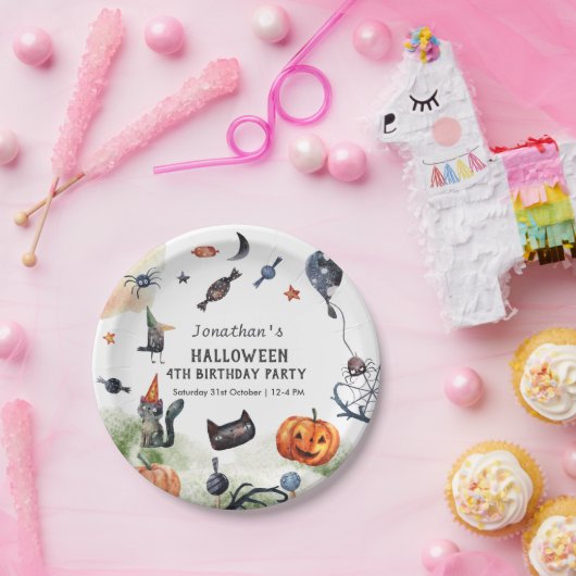 Waterverf kinderen Birthday Halloween Papieren Bordje (Feest)