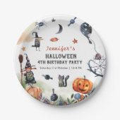 Waterverf kinderen Birthday Halloween Papieren Bordje (Voorkant)