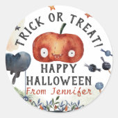 Waterverf kinderen Birthday Halloween Ronde Sticker (Voorkant)
