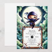 Waterverf Kinderen Ninja Verjaardag Kaart (Voorkant / Achterkant)