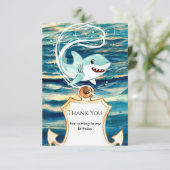 Waterverf Kinderen Plezier Haai Verjaardag Bedankkaart (Staand voorkant)