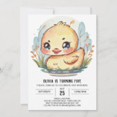 Waterverf Kinderen Pond Duck Verjaardag Kaart (Voorkant)